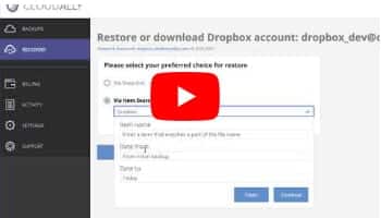 Dropbox Point-in-time Dropbox Restore