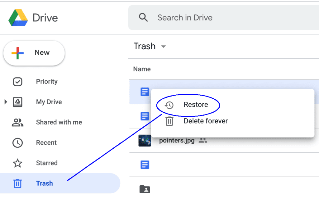 google drive restore